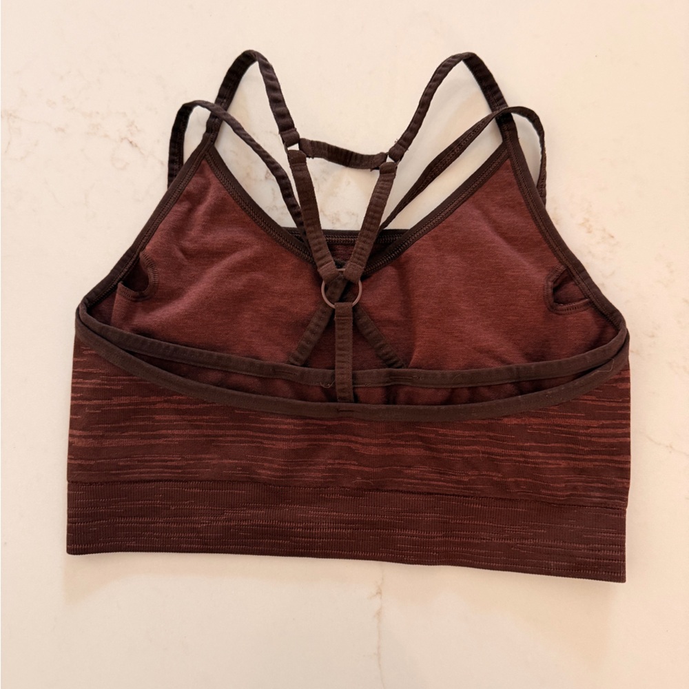 Gymshark Marl Strappy Longline Sports Bra Burgundy Brown Size M - Picture 3 of 5